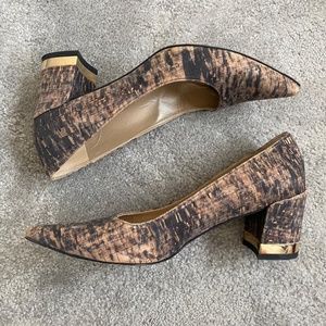 Brown and Black Heel Pointed Toe Cork High Vm74235 Pumps